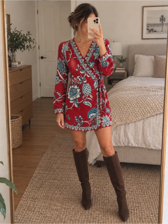 FARM Rio Dresses & Skirts - NWT FARM Rio Red Tropical Landing Wrap Mini Dress XS